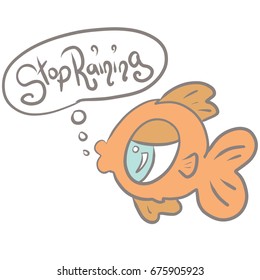 Cartoon Fish Stop Raining Illustration Vector 