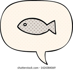 cartoon fish symbol with speech bubble in comic book style