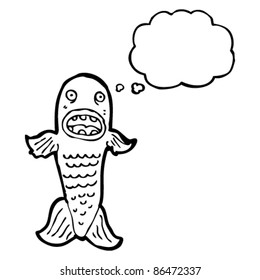 cartoon fish thinking