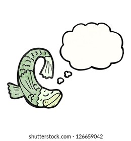 peces de dibujos animados con burbuja de pensamiento