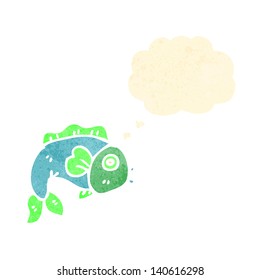 peces de dibujos animados con burbuja de pensamiento
