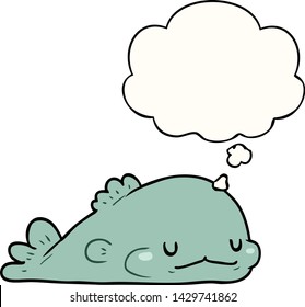peces de dibujos animados con burbuja de pensamiento