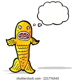 peces de dibujos animados con burbuja de pensamiento