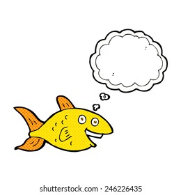 peces de dibujos animados con burbuja de pensamiento