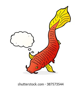 peces de dibujos animados con burbuja de pensamiento