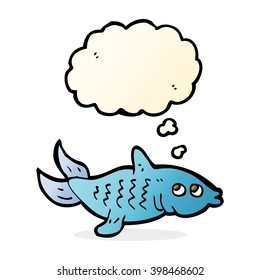 peces de dibujos animados con burbuja de pensamiento