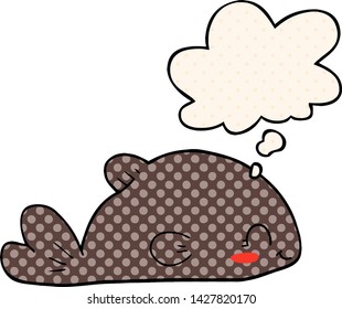 cartoon fish with thought bubble in comic book style