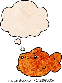 peces de dibujos animados con burbuja de pensamiento en forma de textura gruesa