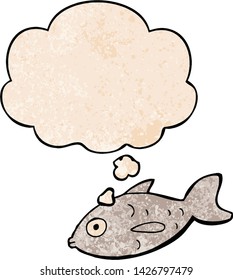 Cartoon-Fisch mit Gedankenblase im Grunge-Stil