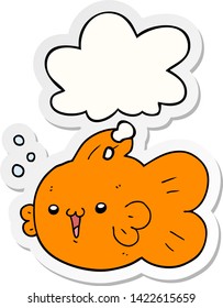 cartoon fish with thought bubble as a printed sticker