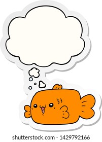 cartoon fish with thought bubble as a printed sticker