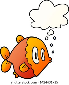cartoon fish with thought bubble in smooth gradient style