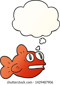 cartoon fish with thought bubble in smooth gradient style