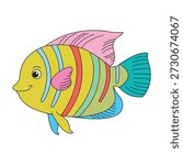 Cartoon fish, Tropical Fish Vector Illustration, Cartoon, Clipart, and Line Art Designs, Colorful cartoon fish illustration isolated on white background