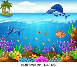 cartoon fish under the sea