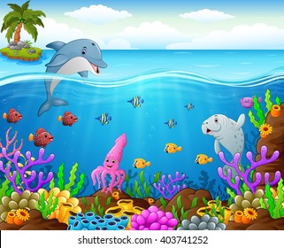 cartoon fish under the sea