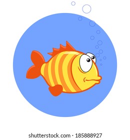 Cartoon fish. Vector clip art illustration. Tropical fish