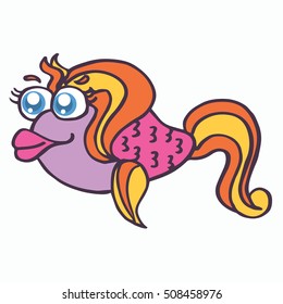 Cartoon fish Vector illustration T-shirt design