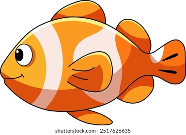 Cartoon Fish Vector, orange color fish vector, cute, fish character, fish vector