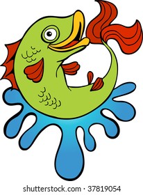 Cartoon Fish Water Splash