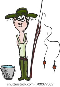 cartoon Fisherman and fish