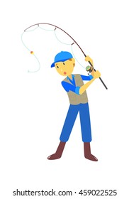 cartoon fisherman, vector