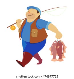 cartoon fisherman, vector