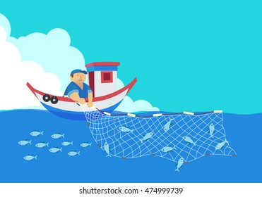 cartoon fisherman  vector