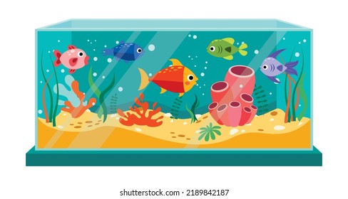 Cartoon Fishes In An Aquarium