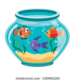 Cartoon Fishes In An Aquarium