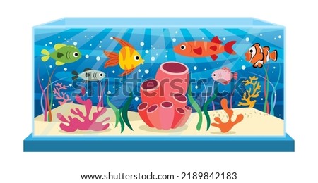 Cartoon Fishes In An Aquarium
