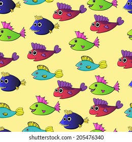 Cartoon fishes seamless pattern.