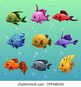 Cartoon fishes vector set