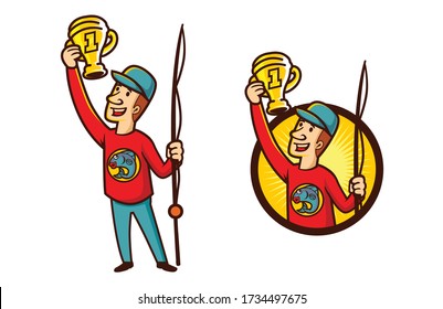 Cartoon Fishing Contest Mascot Logo