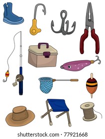 cartoon Fishing icons set