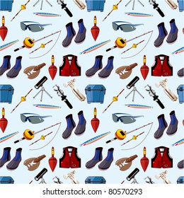 cartoon Fishing seamless pattern