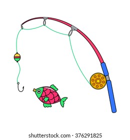 cartoon fishing, vector