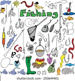 cartoon fishing vector, isolated on white background