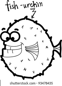 Cartoon fish-urchin, vector