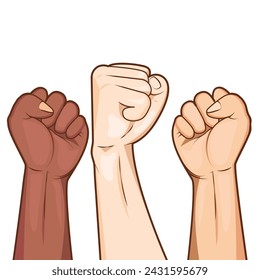 Cartoon Fist up Hand Gestures for Freedom