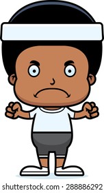A cartoon fitness boy looking angry.