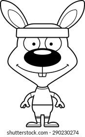 A cartoon fitness bunny smiling.
