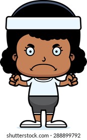 A cartoon fitness girl looking angry.