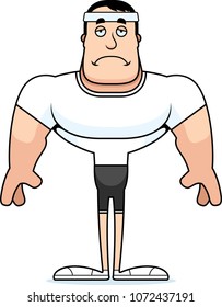 A cartoon fitness man looking sad.