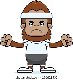 A cartoon fitness sasquatch looking angry.