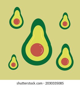 cartoon five avocado green background