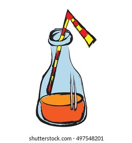 cartoon fizzy drink bottle, vector illustration icon