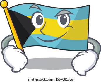 Cartoon flag bahamas isolated in happy smirking