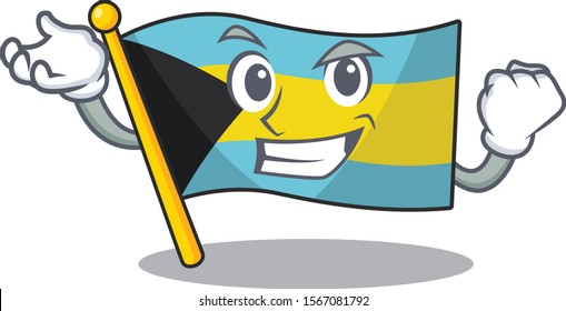 Cartoon flag bahamas isolated in happy successful