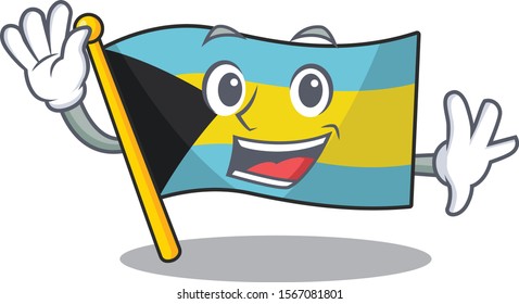 Cartoon flag bahamas isolated in happy waving